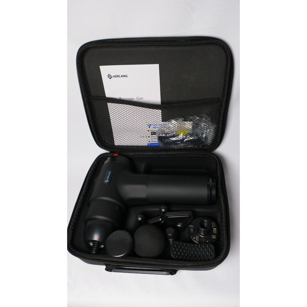 AERLANG Massage Gun EM8 Black Deep Tissue Percussion Massager with 6 Heads Case